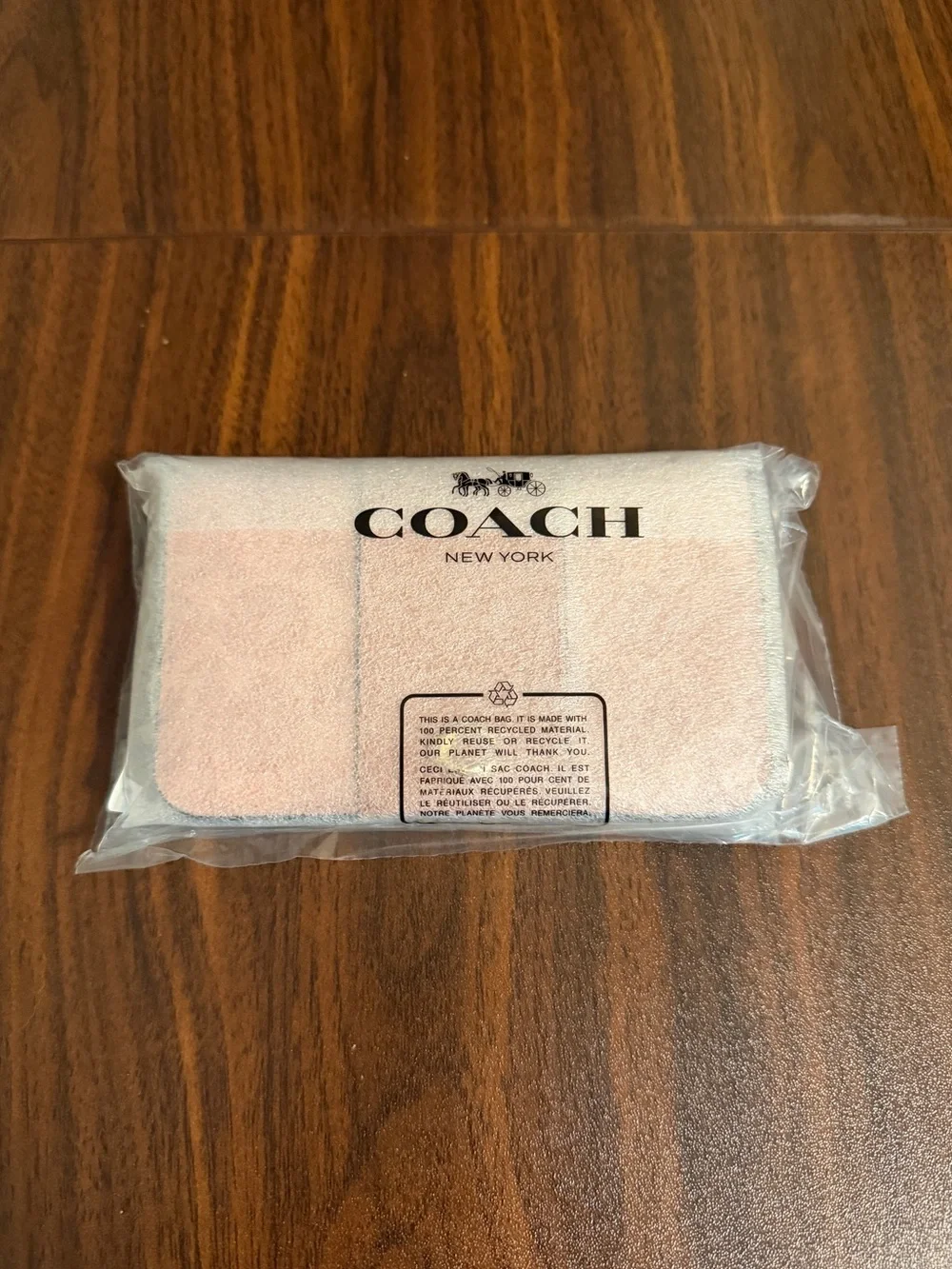Coach Slim Card Case Wallet in Signature Canvas & Leather Brass/Melon Pink NWT